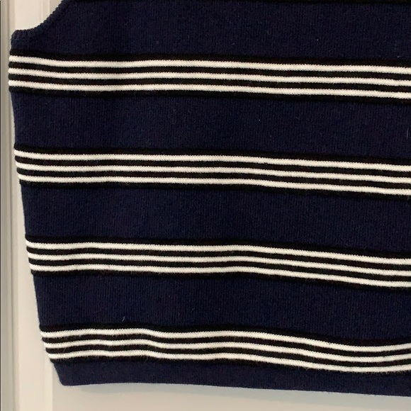 NAVY STRIPED KNIT CROP TOP - Picture 4 of 5